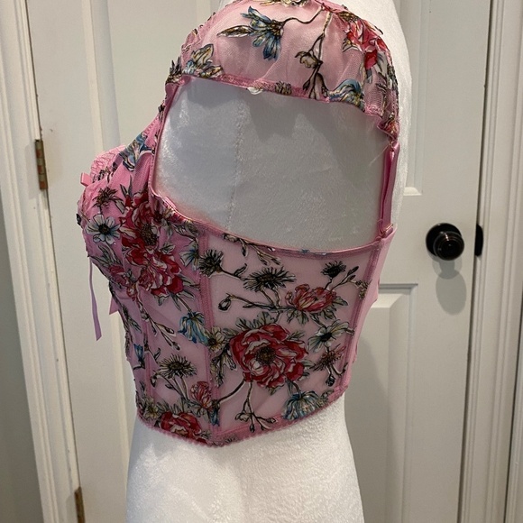 New! Victoria's Secret Floral Embroidery Cap Sleeve Corset 16131 - Picture 7 of 15